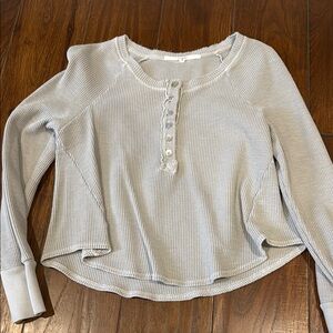 Light Gray Long Sleeve Henley Top